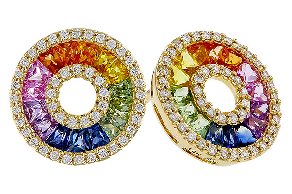 A301-94213: EARRINGS 2.10 MULTI-COLOR SAPP 2.37 TGW