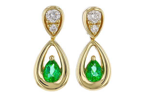 G301-95140: EARRINGS .20 EMERALD .32 TGW (4x3 EMER)